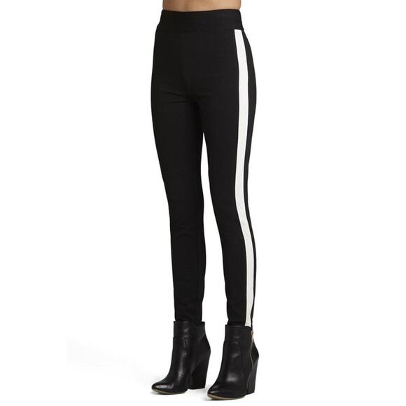 BCBGeneration Black with Ivory Stripe High Waisted Leggings Pants - Picture 1 of 14